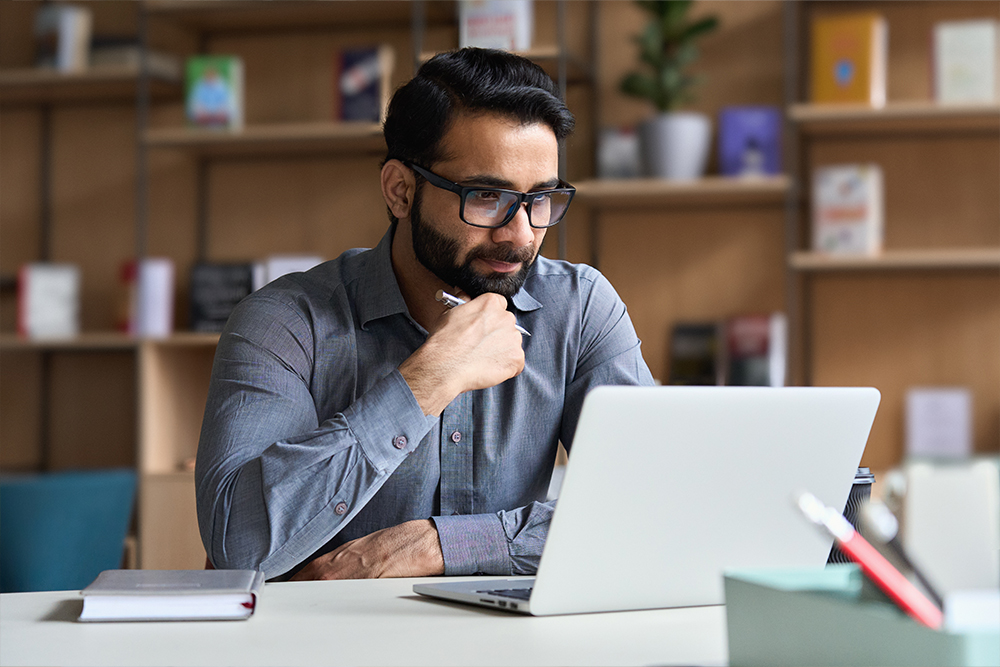 Person watching webinar
