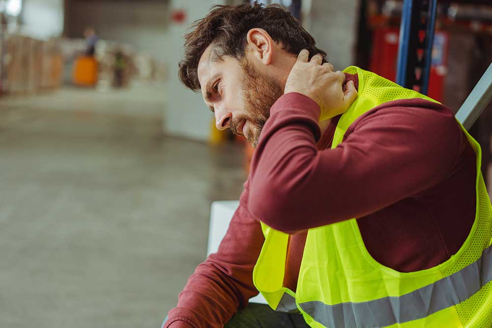 Man at work struggling with msk pain